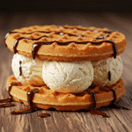 Waffle Ice Cream Sandwich: A Delightful Dessert Fusion 7 Waffle ice cream sandwich with chocolate drizzle