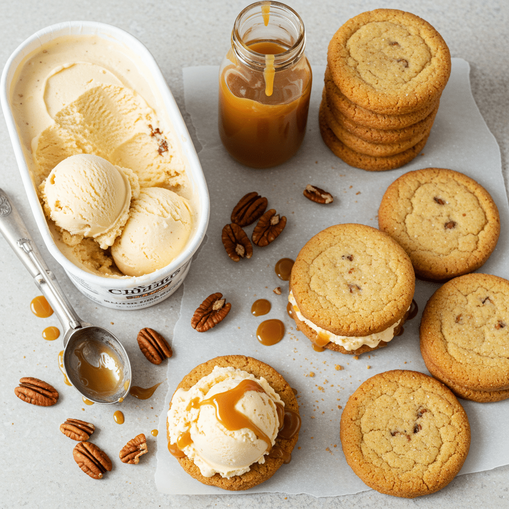 Butter Pecan Ice Cream Sandwiches: Easy No-Bake Family Dessert 7 Ingredients for butter pecan ice cream sandwiche